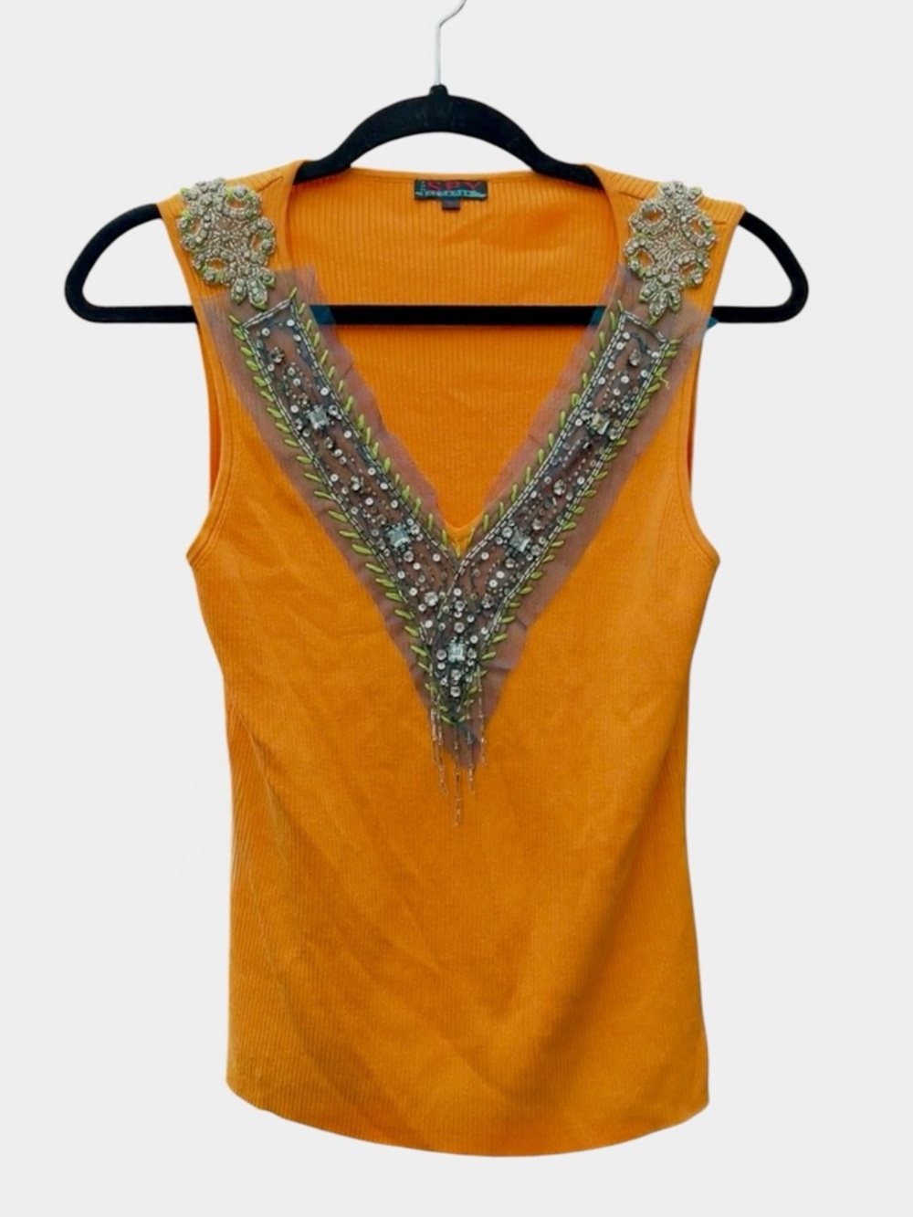 Spy Zone Exchange Silk Embellished Beaded Knit Tank NWT Vintage Y2K Deadstock
